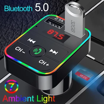 2022 Autós Bluetooth 5.0 FM Transzmitter Vezeték nélküli Kihangosító Audio Receiver Auto TF U lemez MP3 Lejátszó 3.1 Kettős USB-PD C-Típusú Díj