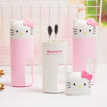 Sanrio Aranyos Hello Kitty Fogkefe Kupa-Rajzfilm Aranyos Hordozható Fogkefe Utazó Szett Ins Anime Üzleti Út Mossa Meghatározott Lány Ajándék