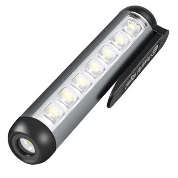 XPE Mini LED-Zseblámpa Munka Lámpa Vízálló Elemlámpa USB Tölthető Zseblámpa + COB Lámpa Gyöngyök Fáklya A Klip Mágnes