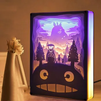 Új Újdonság Éjszakai Fény Totoro Papír-Vágott Hangulat Lámpa 3D Papír Faragás Art Dekoráció Lámpa Usb hálózati Nappali Hálószoba