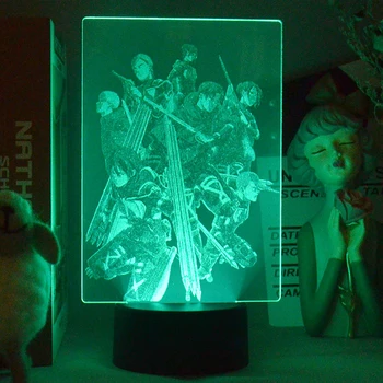 Shingeki No Kyojin Anime Ábra Csapat 3D-s Kép Láva Lámpa USB Led-es Éjszakai Fény RGB Neon Támadás Titán Manga Asztal Dekoráció