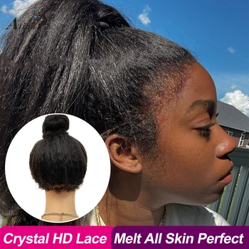 Crystal HD Perverz Egyenes, 360 Csipke Frontális Emberi hajból készült Paróka, Glueless Átlátszó HD Bezárása Paróka A Nők 5x5 HD Bezárása Paróka