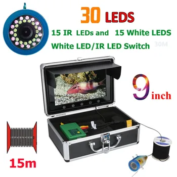 9 inch1000TVL halradar Víz alatti Téli Halászat Kamera 15pcs Fehér Led + 15pcs Infravörös Lámpa Jég/Tenger/Folyó Halászat