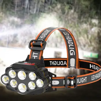 8 LED Lámpa Gyöngyök Fényszóró Vízálló Sürgősségi Zseblámpát Hegymászás, Túrázás, Este a Halászati Fényszóró USB Headworn Fényszóró