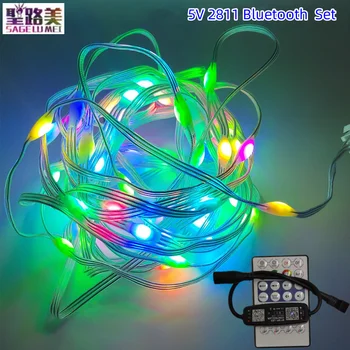 5m 50leds DC5V WS2812B 5050 RGB LED String Fények, IP68 Egyedileg Címezhető Intelligens Álom Színes Karácsonyi Party Dekoráció