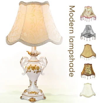 Európai Luxus Lámpaernyő Vintage Gyönyörű Gyöngy Trim Virágos Szövet Fali Lámpa Asztali Lámpa Emelet Fény Fedezze Skandináv Lakberendezés