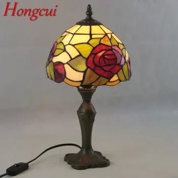 Hongcui Tiffany asztali Lámpa LED Kreatív, Modern Virágok Üveg ágy mellett, asztali Lámpa Dekoráció Az Otthoni Nappali Hotel Hálószoba