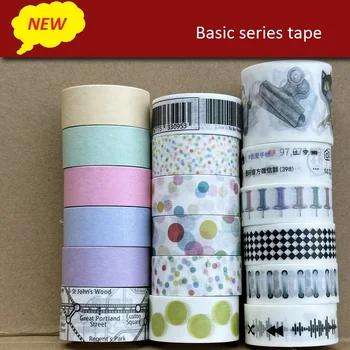Alapvető sorozat washi tape tiszta szín/ clip / pont / metró vonal papír szalag scrapbooking dekoráció