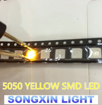 100/sok Ingyenes Szállítási SMD 5050 sárga smd LED Diode1.8-2.4 V Nagykereskedelmi 585-590nm 5.0*5.0*1.5 MM 0.2 W 60MA