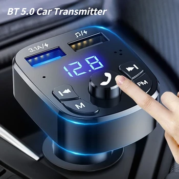 Autó kihangosító Bluetooth-compaitable 5.0 FM Transmitter Autóskészlet MP3 Modulátor Lejátszó, Kihangosító Audio Receiver 2 USB Gyors Töltő