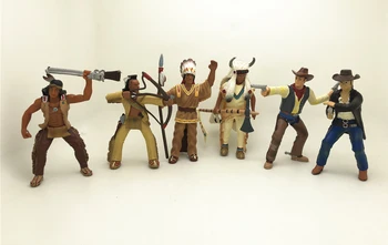 pvc ábra Indián törzsfőnök cowboy szimuláció ábra jelenet modell játékok 6db/készlet elfogyott