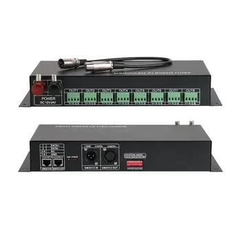 24 csatornás rgb dmx512 dekóder; LED-es Dekóder Vezérlő ; dmx512 jel dekóder; 2A/csatorna DC12-24V ;led RGB szalag fény