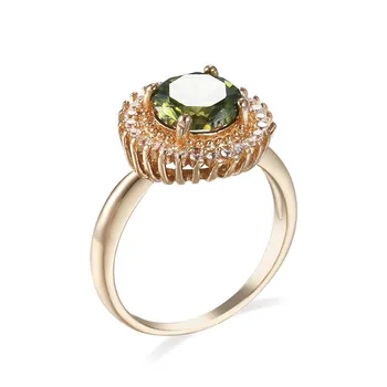 MxGxFam Olíva Zöld Cirkon Gyűrűk Nők AAA+ 18 Bevonatú Arany Színű Forró Vásárlás Divat ékszerek