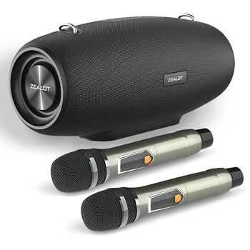 FANATIKUS S67 Hordozható Hangszóró, Két Vezeték nélküli Mikrofon vállpánt Támogatás TWS, AUX in, USB, Bass, valamint Magas Party