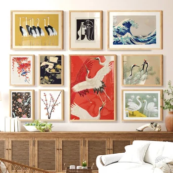 Picasso Madár, Daru Kanagawa Retro Absztrakt Japán Fal ArtPainting Vászon, Poszterek, Nyomatok, Fali Képek Hálószoba Decor