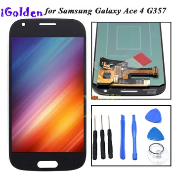 SUPER AMOLED LCD Samsung Galaxy Ace 4 SM-G357 G357 G357FZ Ace 4 LCD Kijelző érintőképernyő Digitalizáló Közgyűlés Fehér/Szürke