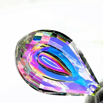 50pcs/sok 76x47mm Gyönyörű Üveg kristálycsillár alkatrészek(+Ingyenes gyűrűk)Különböző Szivárvány Színeit Suncatcher Esküvői Dekoráció