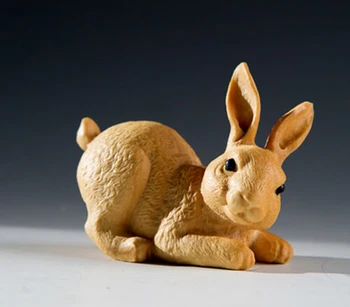 TL026- 6*3.3*4.8 CM Faragott Puszpáng Faragott Figura - Szép Aranyos Rabbit