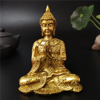 Arany Thaiföld Buddha-Szobor Otthon Kert Dekoráció Meditációs Buddha Szobor Hindu Délről Északra Figurák Kézműves Díszek