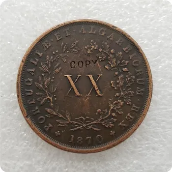 1870-ben PORTUGÁLIA XX REIS ÉRME MÁSOLATA emlékérme-replika érme, érem, érmék kollekcióhoz