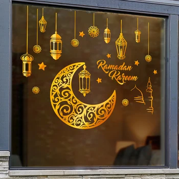 Iszlám Muszlim Fél Hold Ablak Matrica Falmatrica Ramadan Dekoráció Eid Mubarak Matrica Hold Klasszikus Lámpás Fesztivál