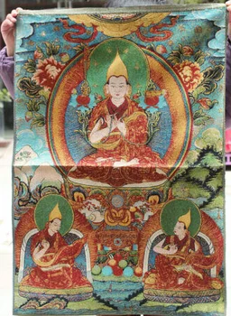 A Tibeti Buddhizmus Ruhával Selyem Je Tsongkhapa Védelmező Istenség Thangka Thanka Freskó