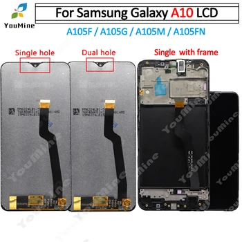 Samsung galaxy A10 A105 lcd Kijelző érintőképernyő Digitalizáló egy/két lyuk A105F A105/DS Közgyűlés Samsung A10-es lcd-M10