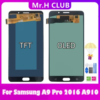 ÚJ Szuper Minőségű OLED LCD Samsung Galaxy A9 Pro 2016 A910 A9100 A910F SM-A9100 LCD Kijelző érintőképernyő Digitalizáló Közgyűlés