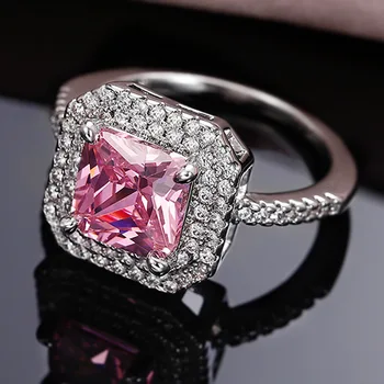 CAOSHI Finom, Elegáns Női Gyűrű Hercegnő Vágott Rózsaszín Cirkónium-oxid Divat Ujját, Ékszerek, Kiegészítők, Esküvői Szertartás