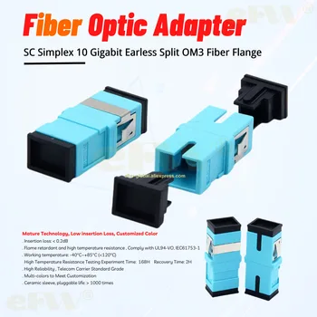 10db Sc Simplex 10 Gigabit Fületlen Osztott Om3 Aqua Kék Optikai Csatlakozó Karima Adapter Távközlési Osztály