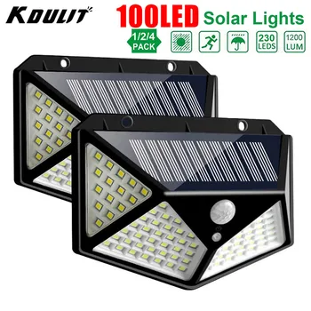 100 LED-es Napelemes Fali Lámpák Vízálló Kültéri Szolár Lámpa Vezeték nélküli Napelemes Napfény Utcai Lámpa Kerti Dekoráció Lámpa