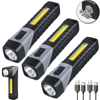 E2 Multifunkcionális 90 fokos Forgatható Lámpa USB Újratölthető Dolgozik, Világos, Beépített Akkumulátor LED lámpa Kültéri Kemping