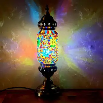 Európai Török Világítás Kávé Dekoratív Asztali Lámpát Lámpa Üveg Bohém Stílus, Bár Mozaik Asztali Lámpa Évjárat Art Dekoráció