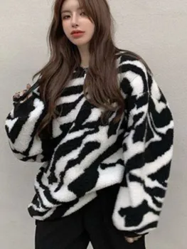 Őszi-téli új stílus bf lusta zebra fejét sült utca pulóver női Hong Kong-i stílusú, laza, vékony blúz