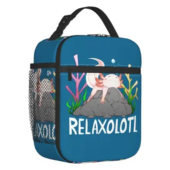 Relaxolotl Aranyos Pihentető Axolotl Szigetelt Ebéd Táskák Szabadtéri Piknik Szalamandra Állat Resuable Termikus Hűvösebb Bento Box Gyerek