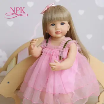 55CM eredeti NPK élethű bebe reborn baba puha teljes test szilikon kisgyermek rózsaszín kislány kedves arca baby doll vízálló fürdő játék