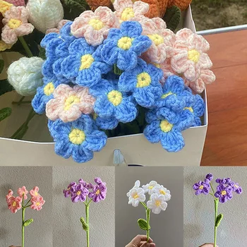 Rózsaszín Kék Myosotis Gyapjú Virág Kötés Virág, Esküvői Csokor Diy Mesterséges Utánzata Virág Kötés Virág Ajándék