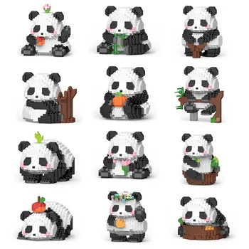 Kreatív, Vicces Rajzfilm Panda Asztali Dekoráció Micro Építőkövei Tégla Játékok, Ajándékok