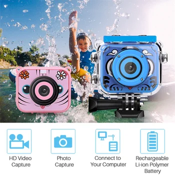 1080P HD Gyerek Akció Kamera, Fényképezőgép Vízálló, Víz alatti Sisak Videó Felvétel Sport Kamerák Kültéri Kamerák Ajándék Játék