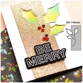 Új Karácsonyi Holly Ág Kézműves Dombornyomás Penész 2022 fémforgácsolási Meghal DIY Dekoratív Scrapbooking Album Kártya Készítés