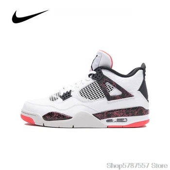 Nike Air Jordan 4 forró láva 308497-116 Férfi Kosárlabda Cipő Eredeti Magas Felső Jordan Cipőt Kosárlabda Cipő Férfi Női Unisex