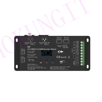 OLED 5CH*6A 12-24VDC CV DMX Dekódert D5 5-csatorna DMX512, valamint RDM dekóder/mester, XLR3, RJ45, zöld terminál interfész