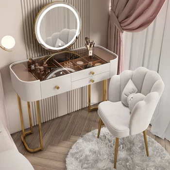 Északi Hálószoba fésülködő Asztal Üveg Otthon Bútor Luxus Tároló Fiók Drag Modern Hiúság Íróasztal Lámpa Tükör, valamint a Széklet