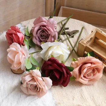 10 Db Mesterséges Rose Ágak Esküvő, Menyasszony Csokor, Virág lakberendezés Koszorú Dekoráció Hamis Növények Esküvői Boltív
