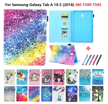 Coque közelében Samsung Galaxy Tab Egy A2 10.5 2018 T590 T595 SM-T590 Kawaii Egyszarvú Panda Tabletta Fedezi A Samsung Tab Egy 10.5 Esetben+Toll
