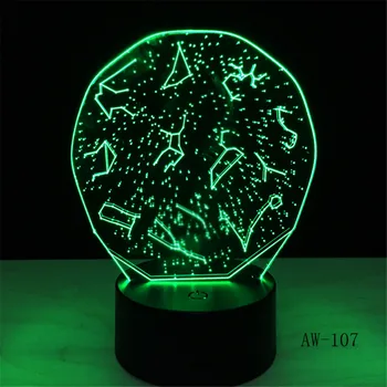 Kör alakú 3D-s LED lámpa Kobra Éjszakai Fény Lámpa illúzió Könnyű Érintés Érzékelő USB Akril Lámpa lakberendezési Ajándék 7 Szín AW-107