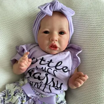 NPK 55CM élethű saskia reborn baba népszerű újszülött baba kezét felhívni a haj puha, édi baba gyűjthető művészeti baba
