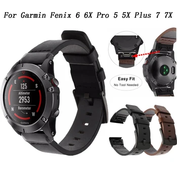 20 22 26mm Bőr Watchband A Garmin Fenix 6S 6 6XPro 7 S 7 7X 5S 5 5XPlus Smartwatch QuickFit Karkötő Zenekar Enduro 2 3HR