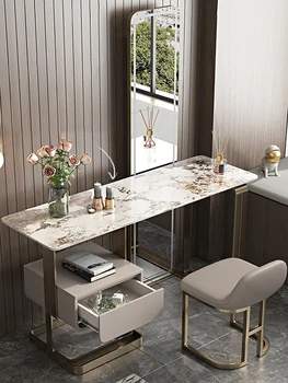 Fésülködő asztal, hálószoba, modern, minimalista, teljes test tükör, smink asztal, világos luxus fésülködő asztal, tároló, csak azt