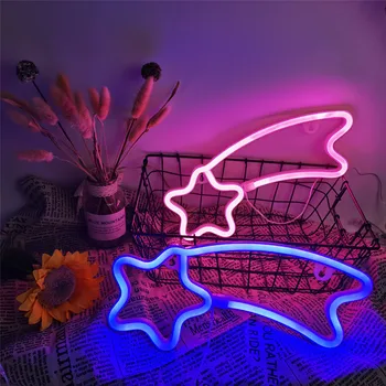 Tér Meteor LED Neon Fény Étterem Fal Neon Fény Lógó Lámpa Party Esküvői Bolt Szülinapi Szoba Otthoni Dekoráció